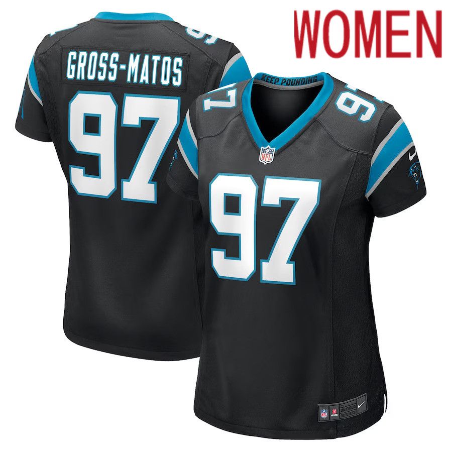 Women Carolina Panthers #97 Yetur Gross-Matos Nike Black Game NFL Jersey->women nfl jersey->Women Jersey